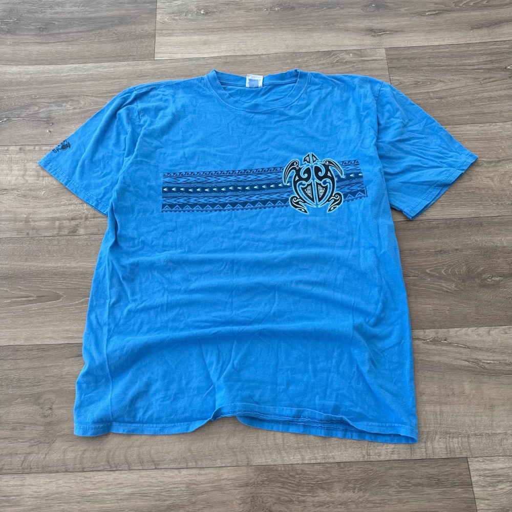 Crazy Shirts Hawaii Original Blue Tribal Turtle Graphic Tee Mens Large